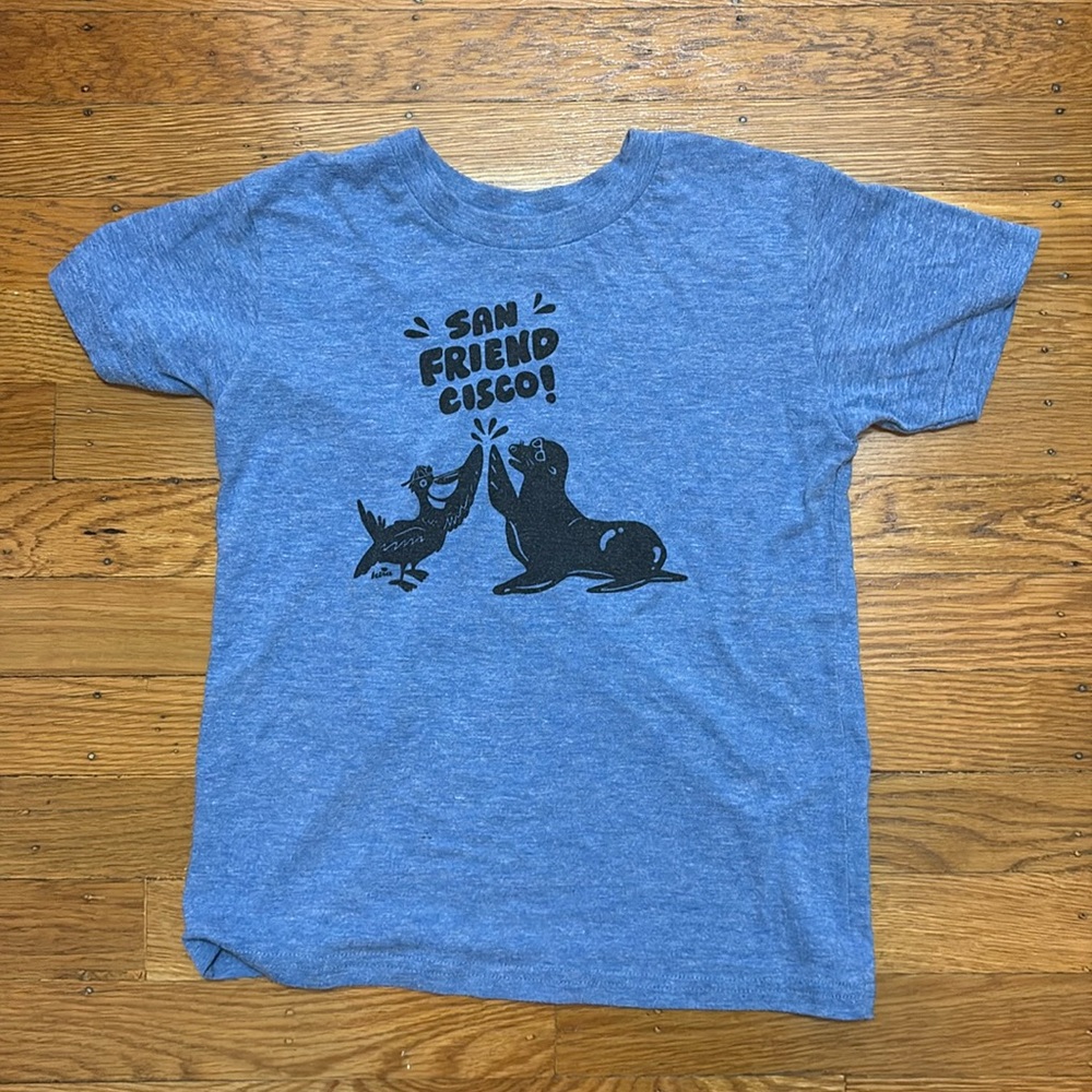 Super soft unisex kids tee with fun “San Friendcisco” message.
